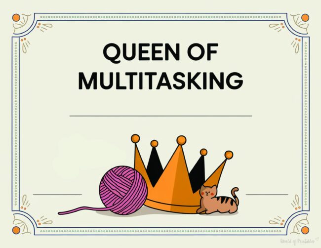 Queen of Multitasking Free Mother&rsquo;s Day Certificates