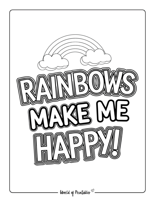 Rainbows Make Me Happy Printable St. Patrick's Day coloring sheets