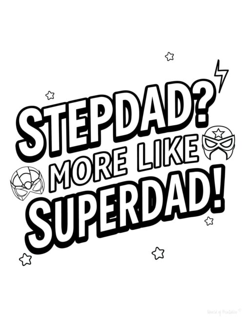 Stepdad Printable Father’s Day card to color