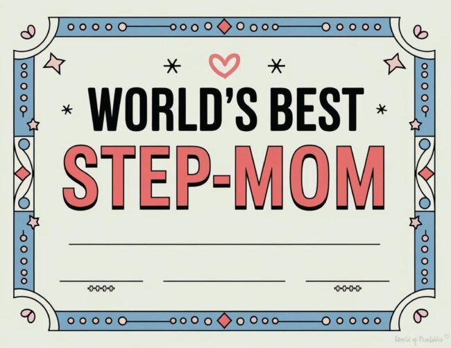 Stepmom Mother&rsquo;s Day Certificate Templates