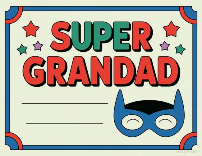 Super Grandad certificate printable