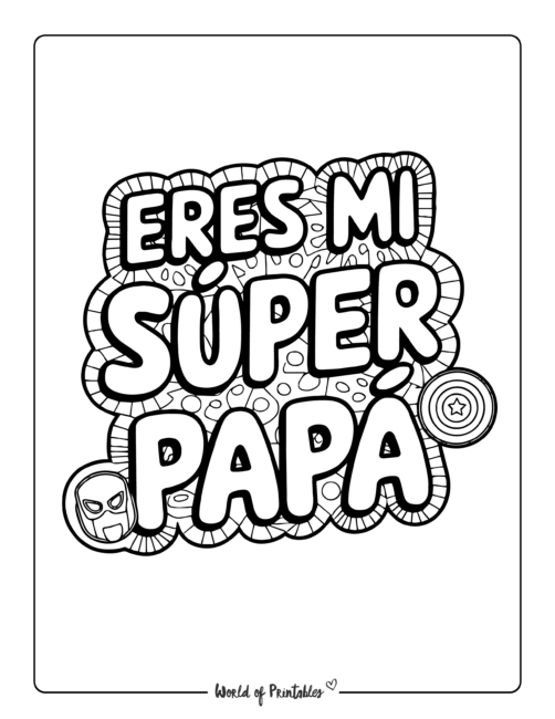 Super Papa Father’s Day coloring pages in Spanish