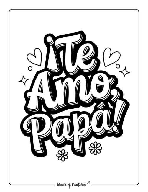 Te Amo Papa Father’s Day coloring pages in Spanish
