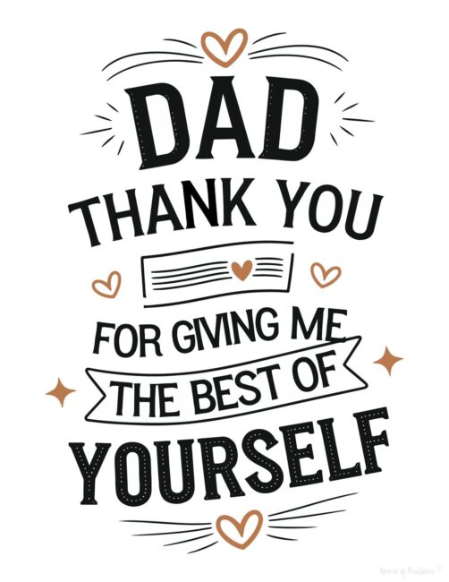 Thank You Dad Cute Father’s Day card to print