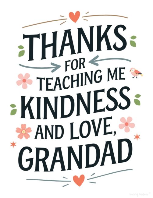 Thanks for Teaching me Grandpa Father’s Day card to print