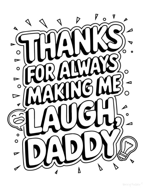 Thanks for making me laugh Printable Father’s Day card to color