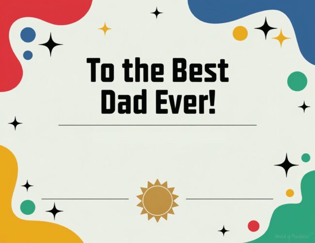 The Best Dad Ever Printable Father’s Day certificate