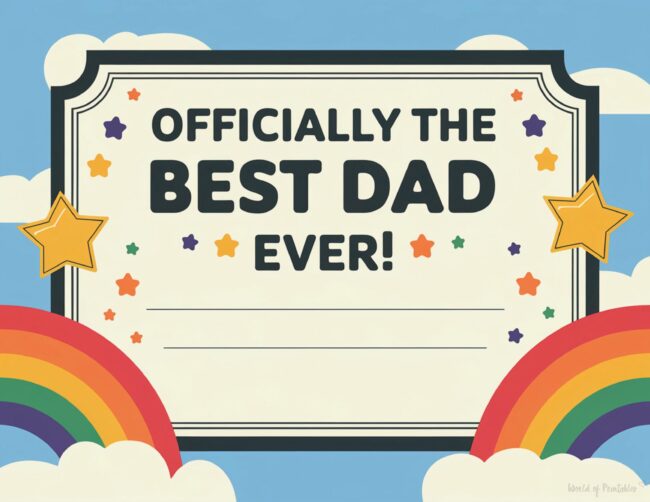 The Best Dad certificate printable