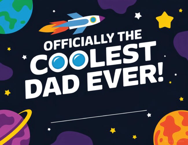 The Coolest Dad Certificate printable