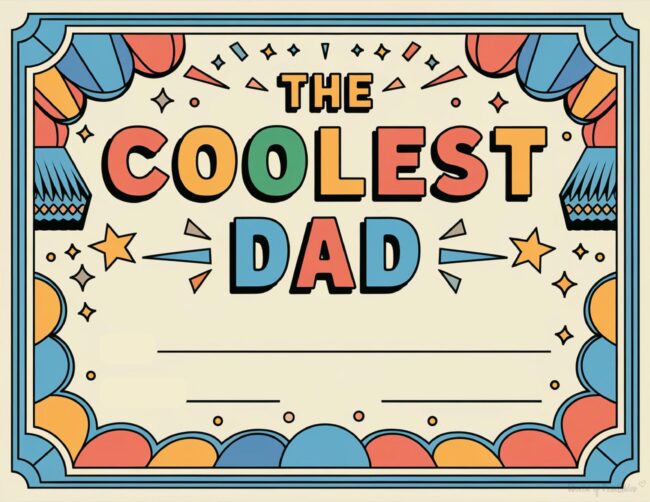 The Coolest Dad Father’s Day award certificate