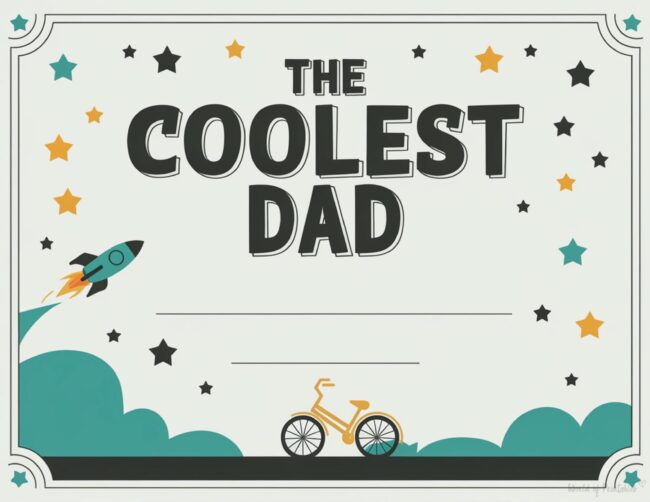 The Coolest Dad Free certificate printable