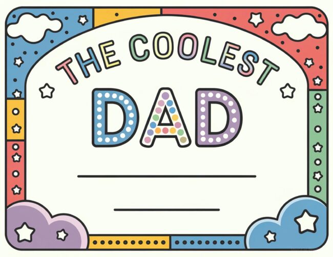 The Coolest Dad Printable Father’s Day certificate