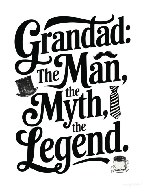 The Legend Grandpa Father’s Day card to print
