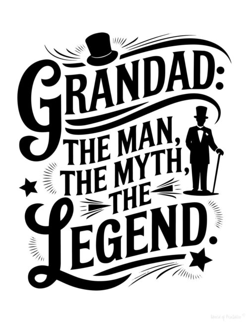The Man, The Myth, The Legend Printable Father’s Day card for grandad