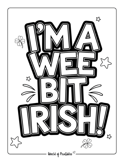 Wee bit Irish Printable St. Patrick's Day coloring sheets