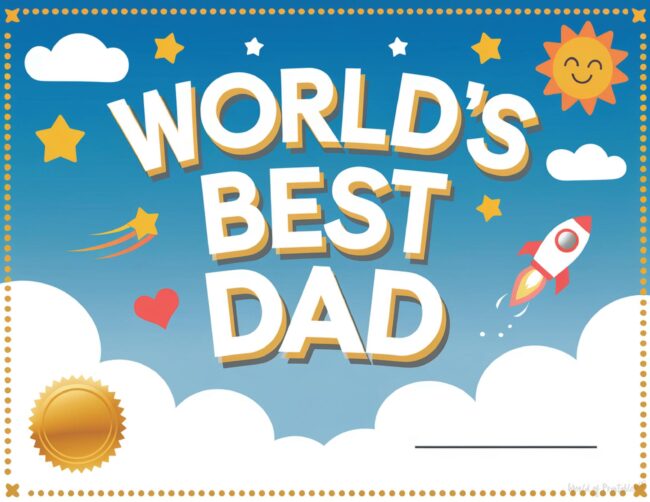 Worlds Best Dad Father’s Day award certificate