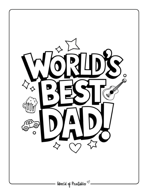 Worlds Best Dad Free Father's Day coloring pages