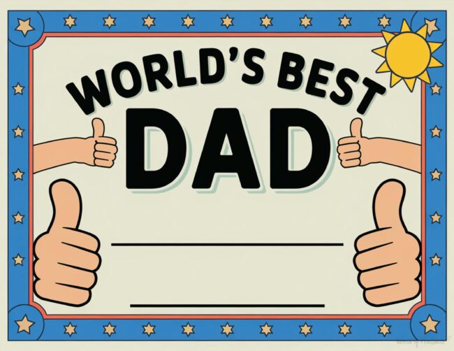 World's Best Dad Printable Father’s Day certificate