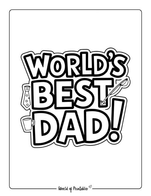 Worlds Best Dad Printable Father's Day coloring sheets