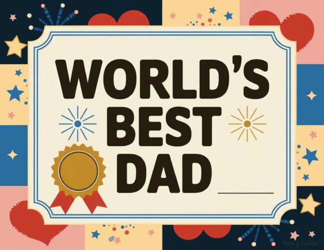 Worlds Best Dad certificate printable