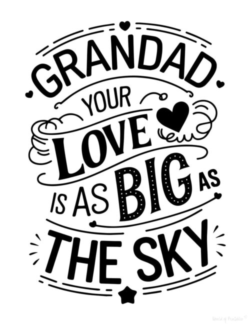 Your Love is Big Printable Father’s Day card for grandad