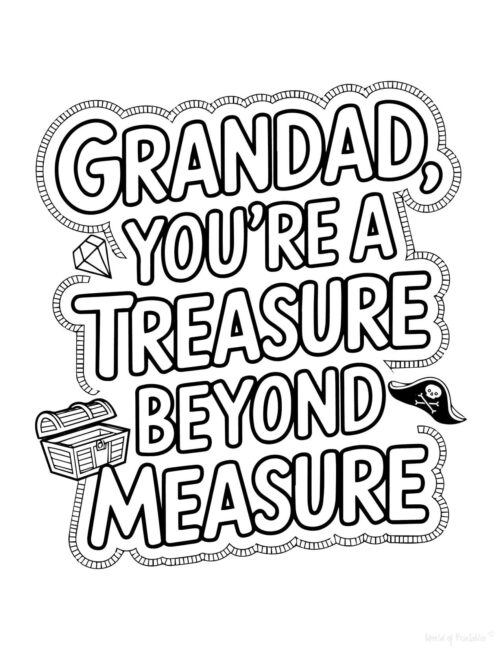 You&rsquo;re a Treasure DIY Father’s Day card to color