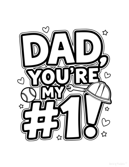 You&rsquo;re my number one Printable Father’s Day card to color