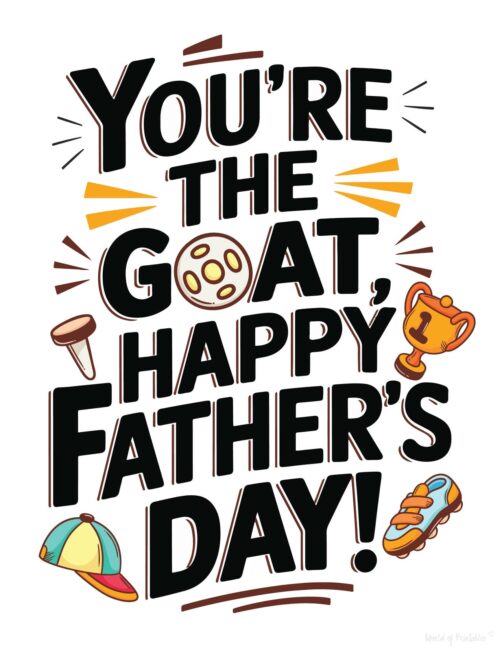 You&rsquo;re the goat Printable Fathers Day Card