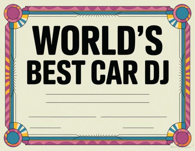 best Car DJ Father’s Day certificate printable