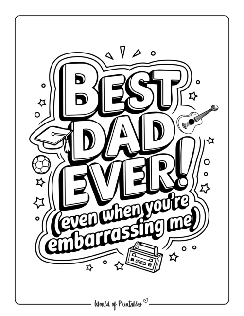 best dad Printable Father's Day coloring sheets