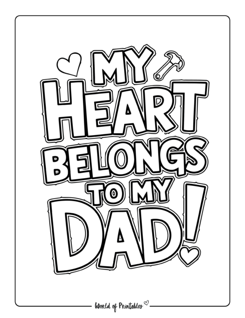 my heart belongs to my dad Free Father's Day coloring pages