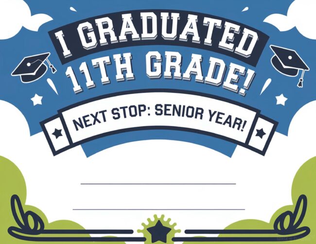 11th grade graduation award certificate