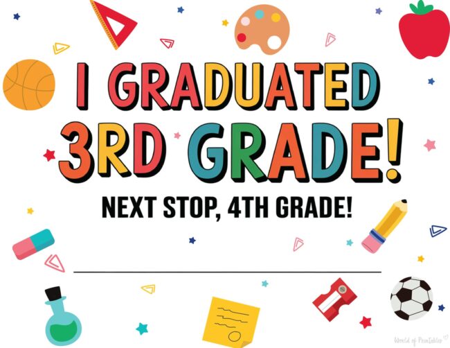 3rd grade graduation award certificate