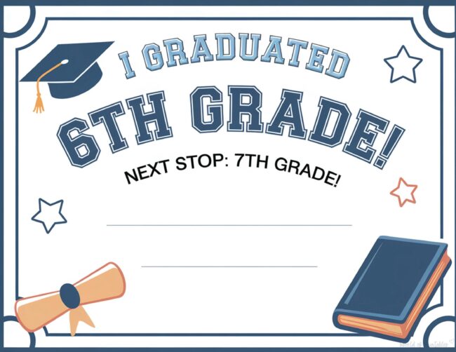6th grade graduation award certificate