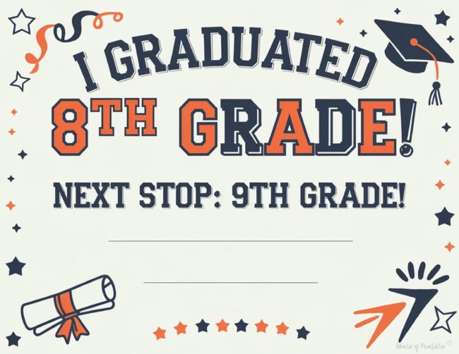 8th grade graduation award certificate