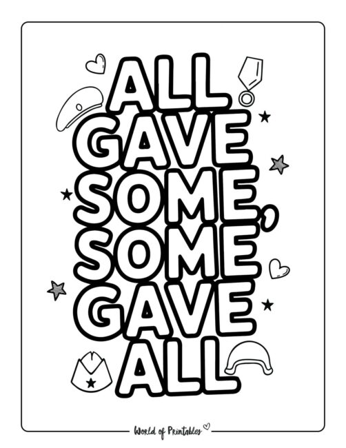 All Gave Some, Some Gave All Memorial Day coloring pages