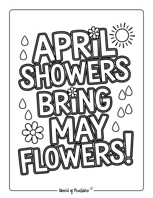 April Showers Bring May Flowers Coloring Pages