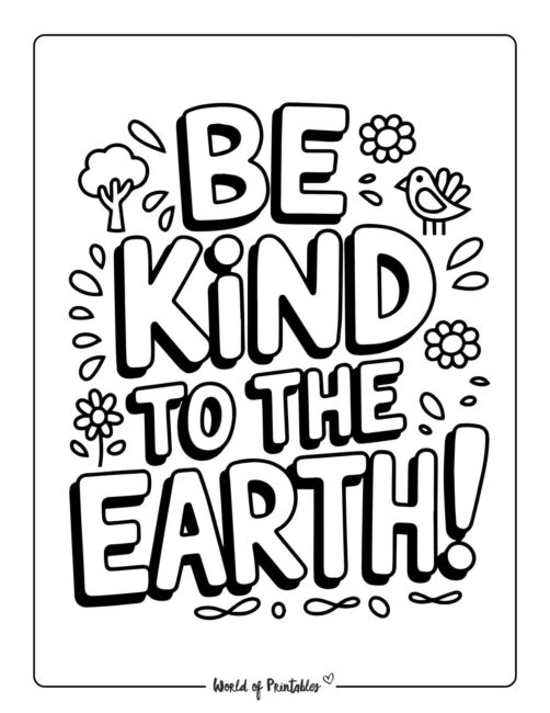 Be Kind to The Earth Environmental Coloring Sheets