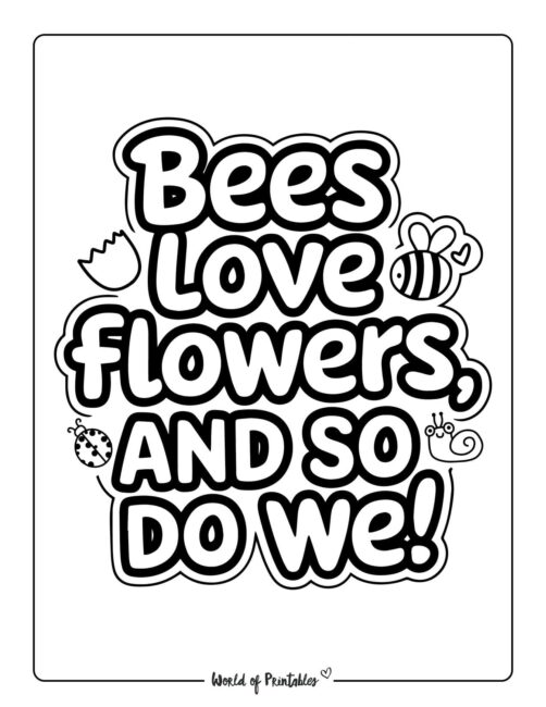 Bees Love Flowers Spring Coloring Pages