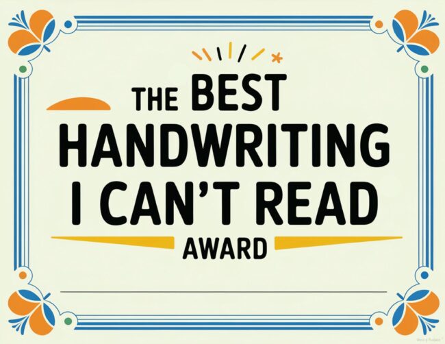 Best Handwriting I Can&rsquo;t Read Award for Teachers