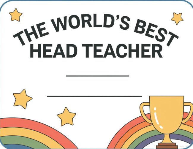 Best Head Teacher Award Certificate Printable