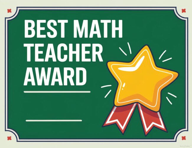 Best Math Teacher Certificate