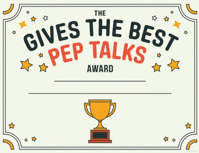 Best Pep Talks Award Certificate Printable