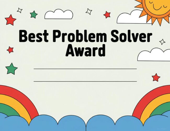 Best Problem Solver Teacher Certificate Printable