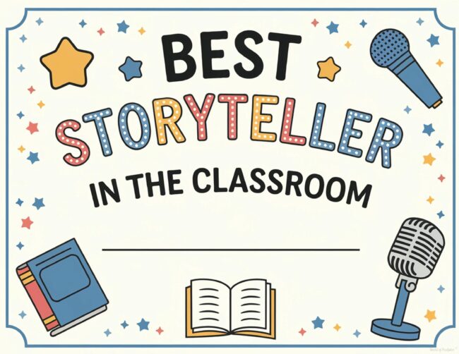 Best Storyteller Certificate Printable