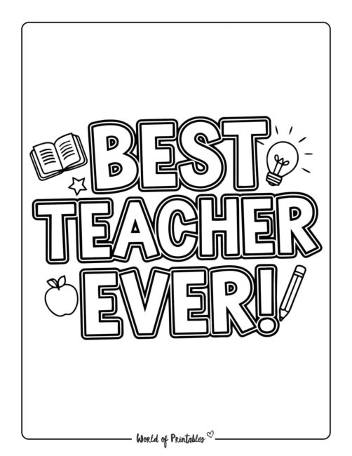 Best Teacher Ever Teacher Appreciation Week Coloring Pages