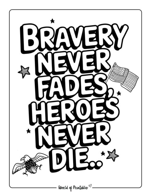Bravery Never Fades Memorial Day coloring pages