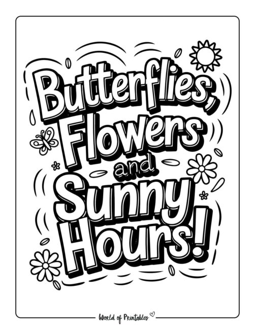 Butterflies and Flowers Spring Coloring Pages