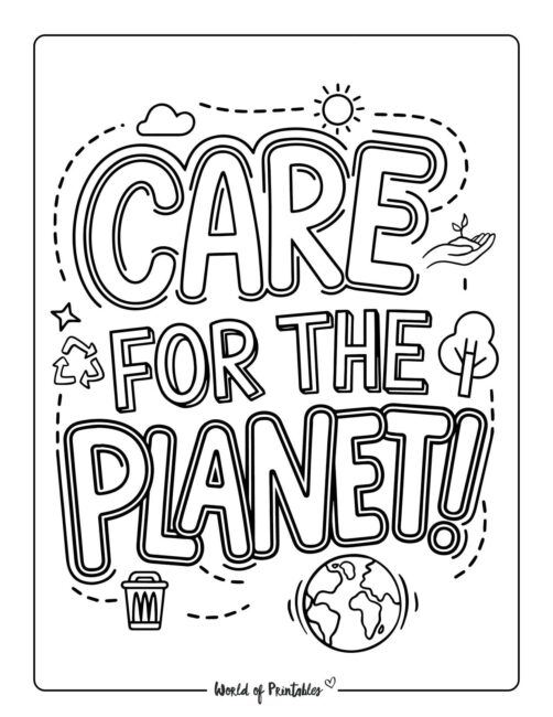 Care For The Planet Environmental Coloring Sheets
