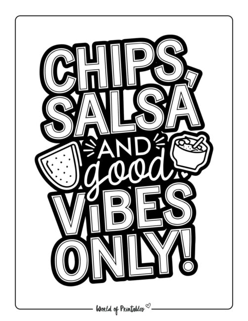 Chips and Salsa Cinco De Mayo Coloring Pages